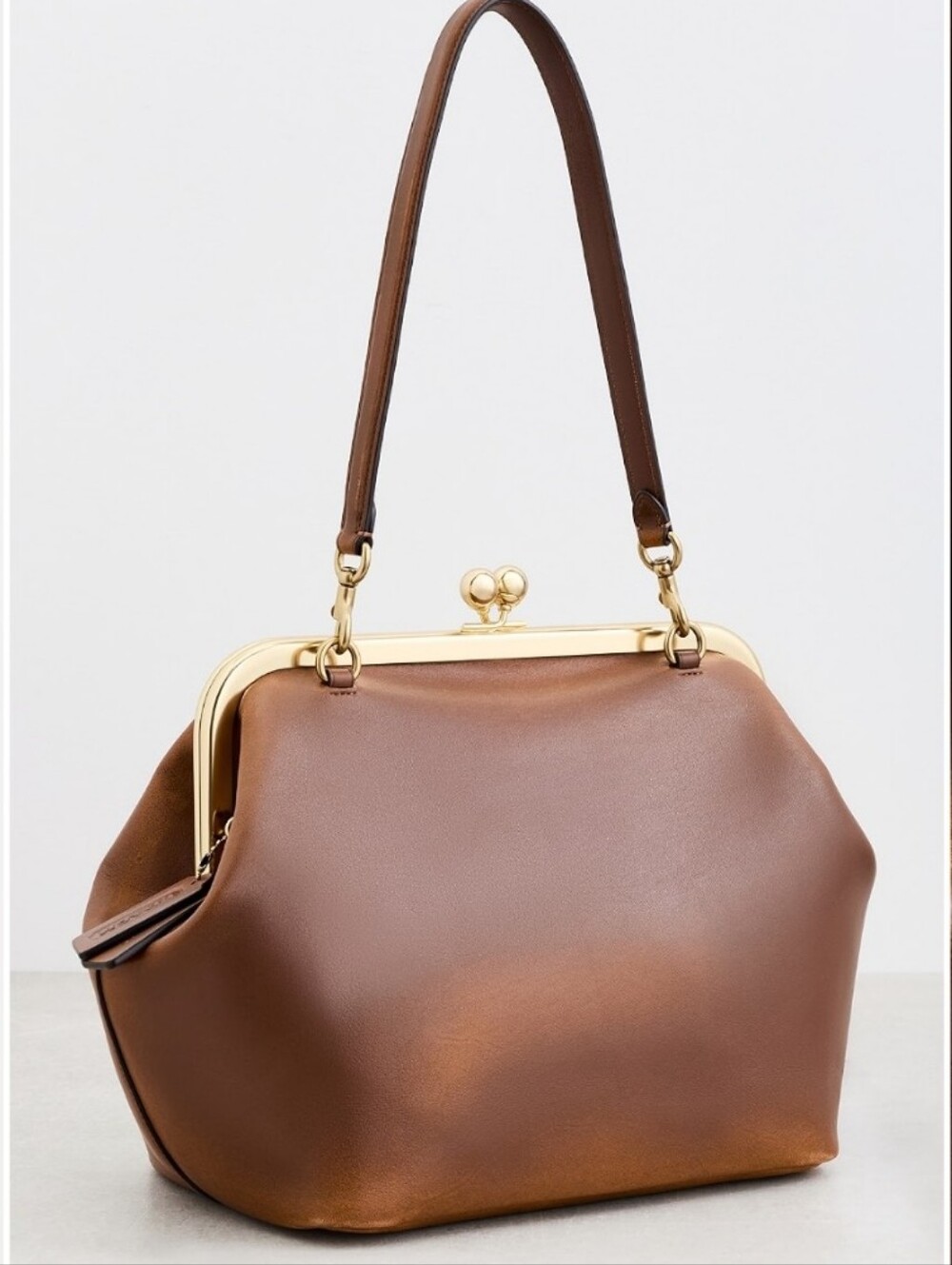 Coach Kisslock 27 Loved Leather Shoulder Bag with Gold Hardware